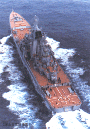 東シナ海を北上中のキーロフ級ミサイル巡洋艦「フルンゼ」