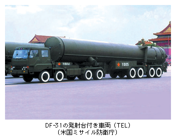 DF-31の発射台付き車両(TEL)〔米国ミサイル防衛庁〕