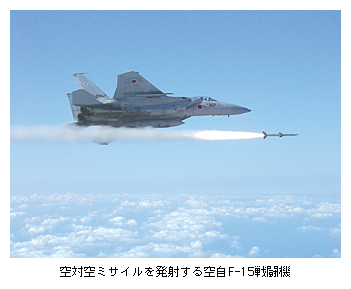 対空ミサイルを発射する空自F-15戦闘機
