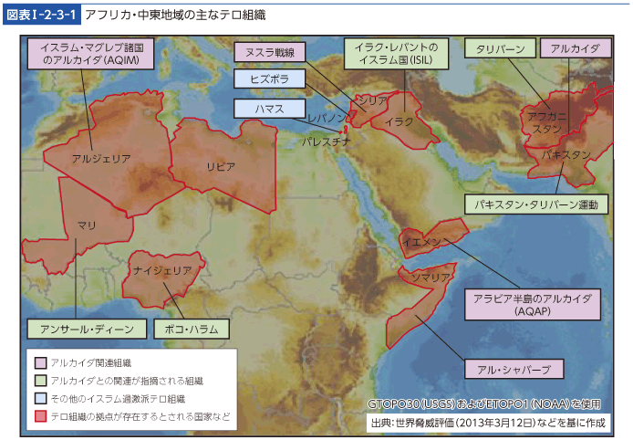図表I-2-3-1　アフリカ・中東地域の主なテロ組織