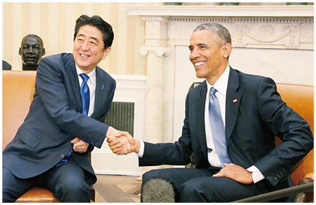 安倍内閣総理大臣とオバマ米大統領の画像