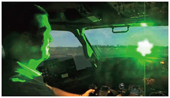 操縦席にレーザー照射を受けた場合のイメージの画像