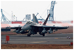 平成30年3月30日に空母艦載機の移駐が完了（写真はEA-18G）