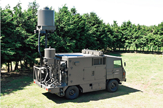 相手方のレーダーや通信などを無力化するネットワーク電子戦装置