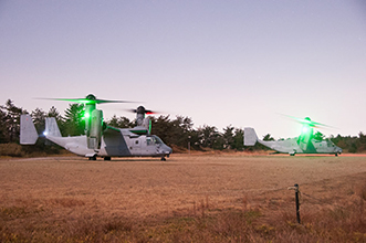 訓練のため、国分台演習場（香川県）に飛来した米海兵隊MV－22オスプレイ（19（令和元）年12月）