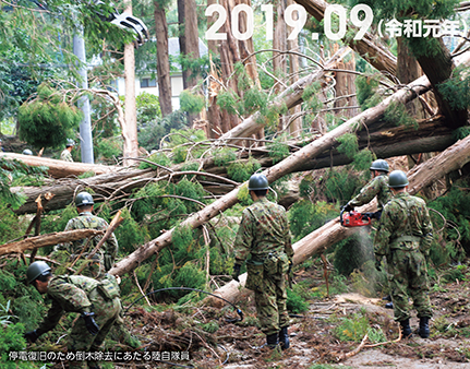 停電復旧のため倒木除去にあたる陸自隊員