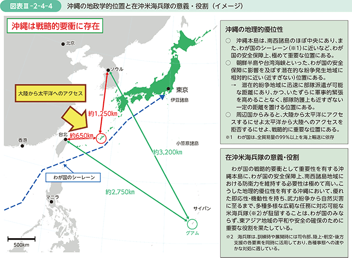 図表III-2-4-4　沖縄の地政学的位置と在沖米海兵隊の意義・役割（イメージ）