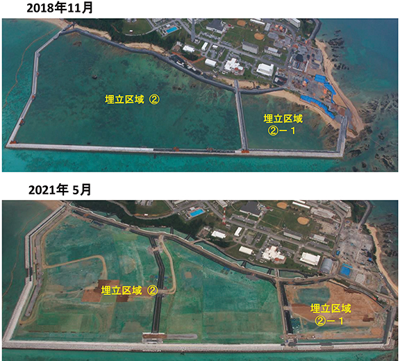 キャンプ・シュワブ南側の海域における埋立工事の進捗状況