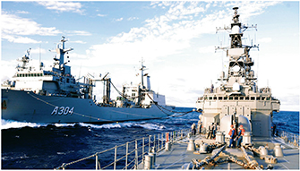 豪海軍補給艦との洋上給油訓練（日米豪共同訓練）