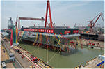2022年6月、上海にて進水した中国2隻目の国産空母「福建」【中国通信/時事通信フォト】