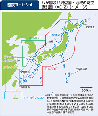 図表III-1-3-4　わが国及び周辺国・地域の防空識別圏（ADIZ）（イメージ）