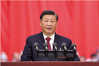 中国共産党第20回党大会で報告を行う習近平総書記【中国通信/時事通信フォト】