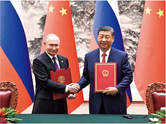 2024年5月、中露首脳会談を実施する習近平国家主席とプーチン大統領【中国通信/時事通信フォト】