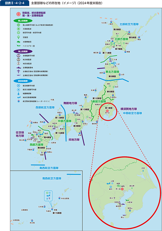 図表II-4-2-4　主要部隊などの所在地（イメージ）（2024年度末現在）